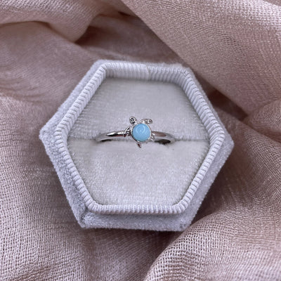 Blue Sea Turtle Open 925 Sterling Silver Ring | Ocean-Inspired Adjustable Ring