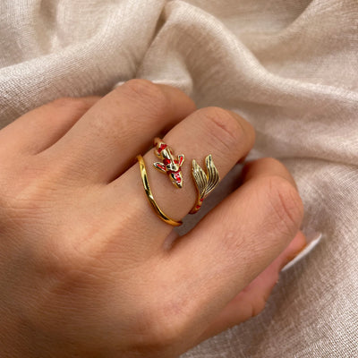 Koi Lucky Fish Open 925 Sterling Silver Ring