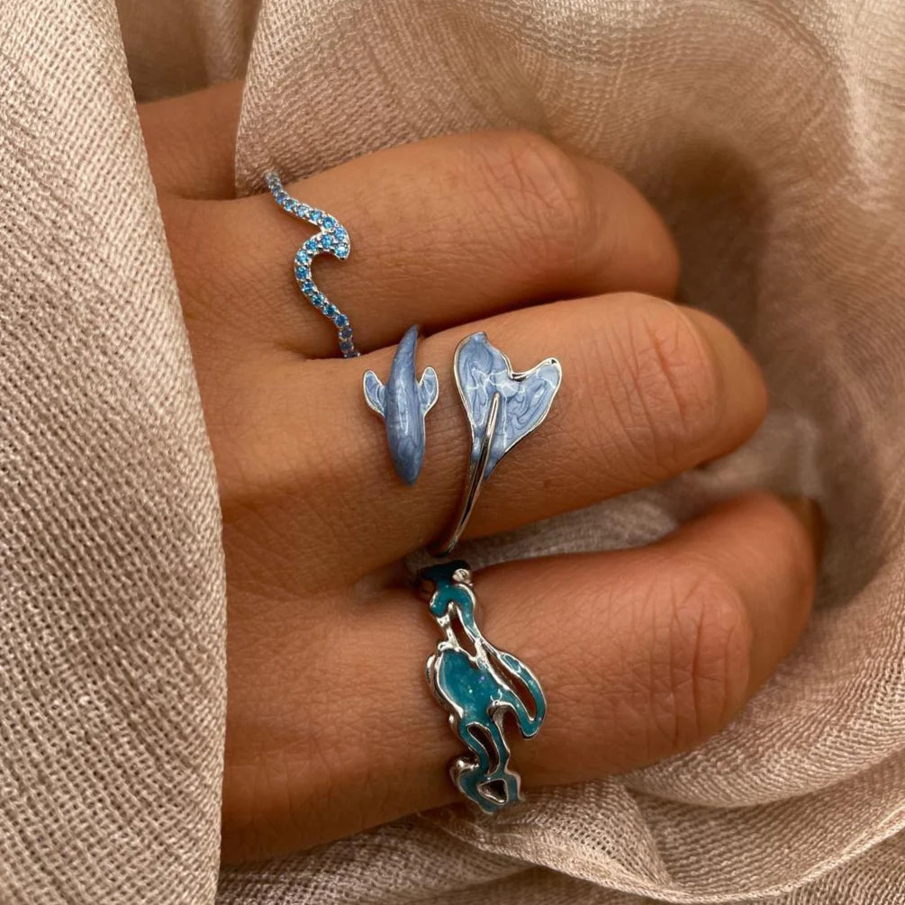 Blue Whale Adjustable 925 Sterling Silver Ring