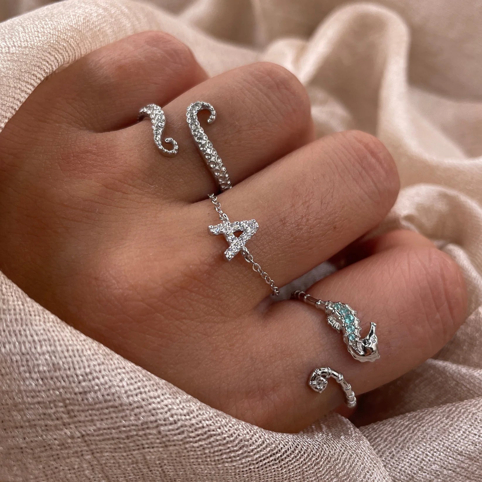Satin Seahorse 925 Sterling Silver Ring