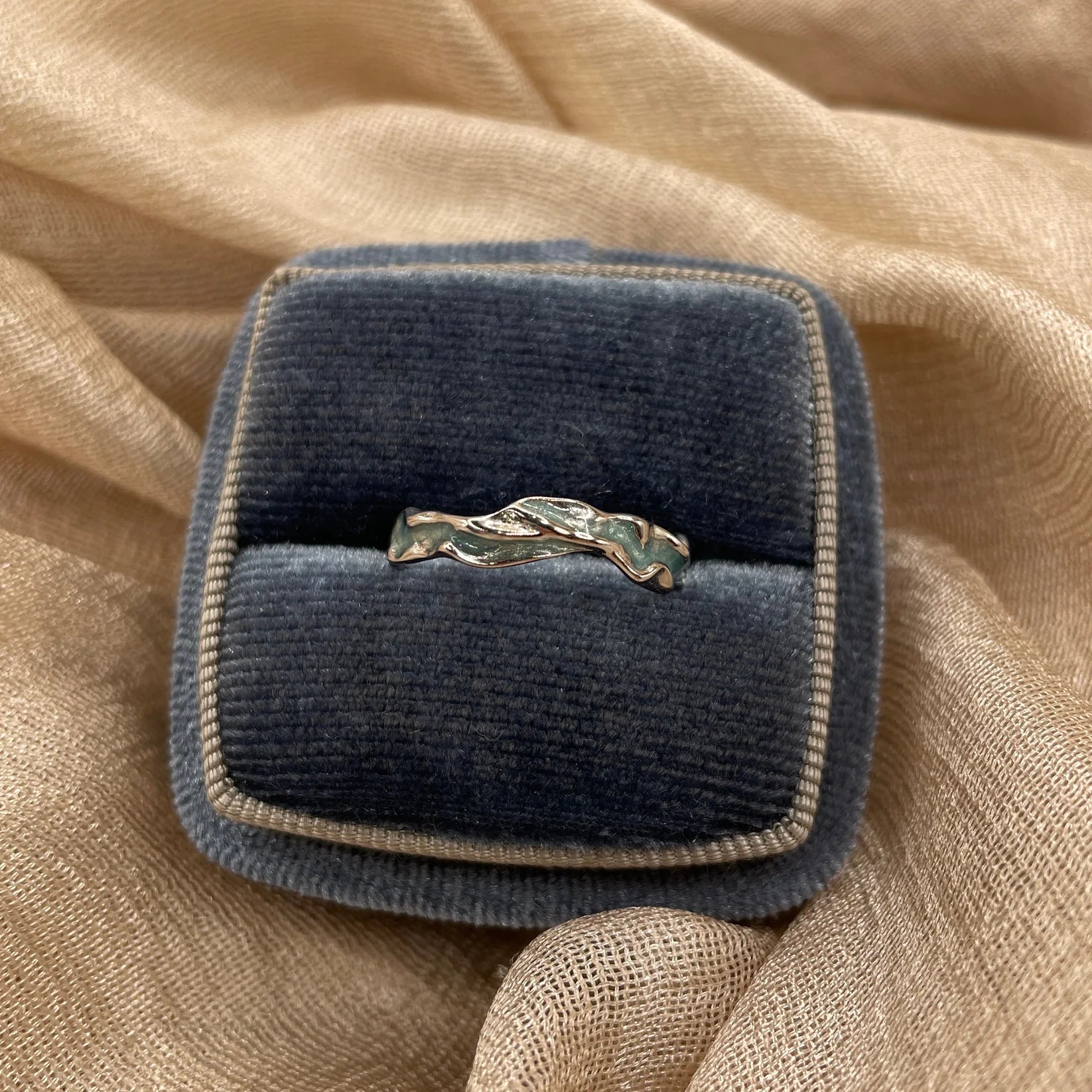 Seafoam Wave 925 Sterling Silver Ring