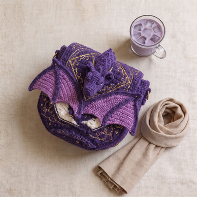 Handmade Crochet Dragon Bag