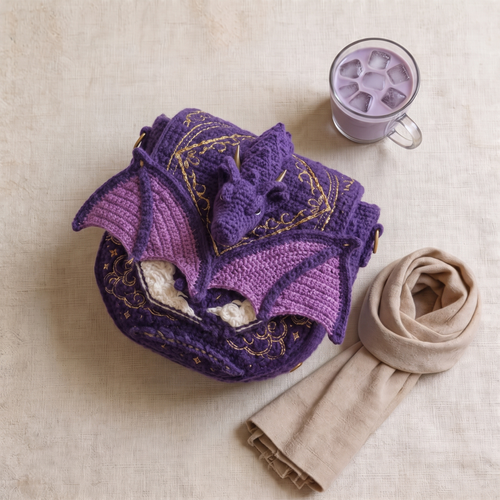 Handmade Crochet Dragon Bag